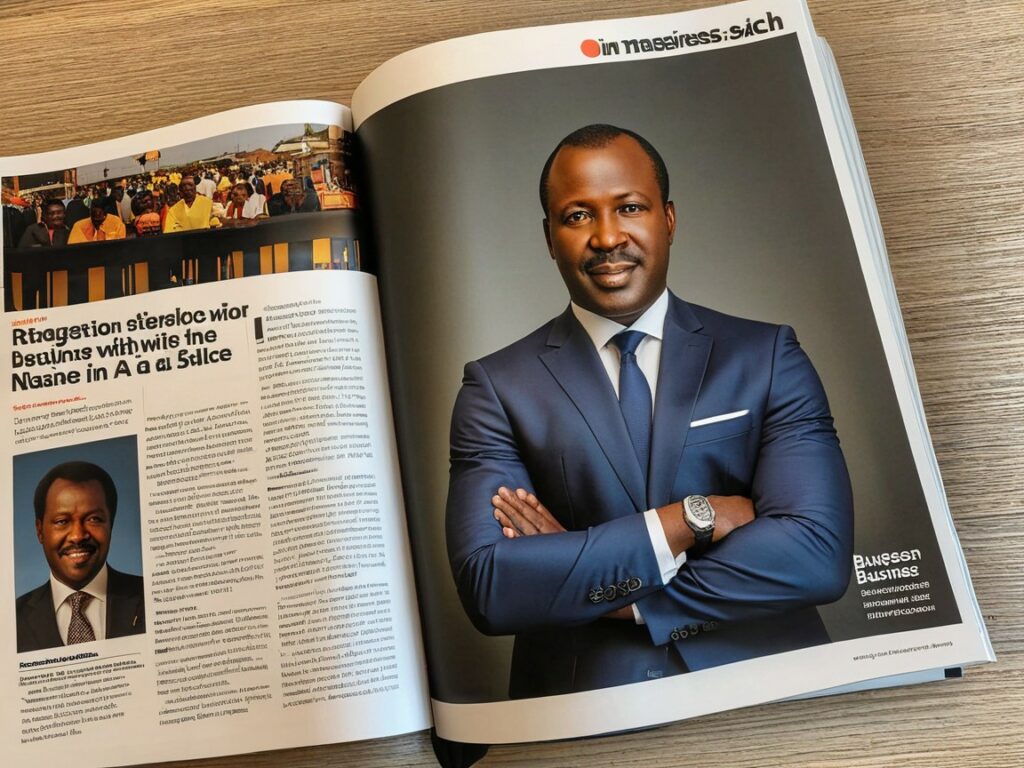 An article on a african business man in the pages of a business magazine